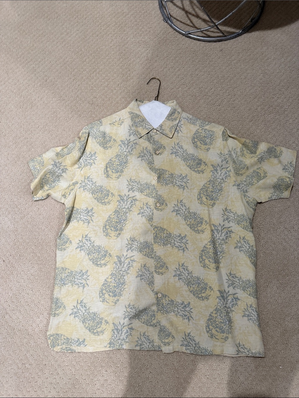 Margaritaville Men's Short-Sleeve Pineapple Print Shirt - Yellow & Gray